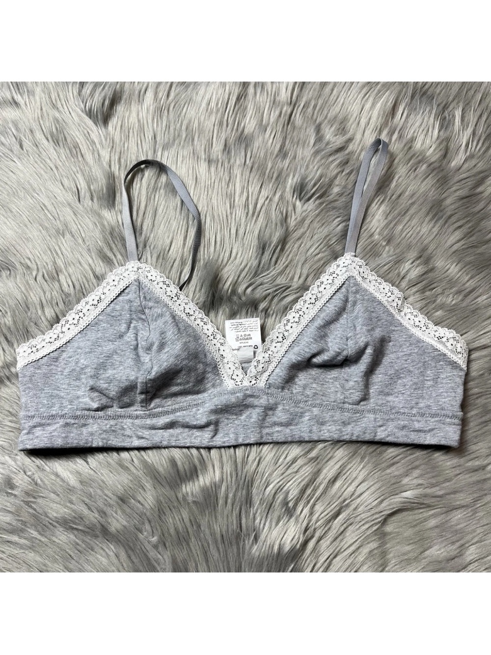 Jenni Intimates Gray Wireless Lace Trim Bralette Size XXXL